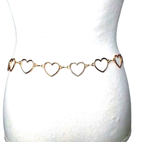 Gold Open Hearted Adjustable Body Jewerly Chain Belts - Picture 2 of 4